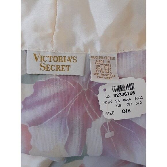 Victorias Secret VTG Gold Label Pink Floral Semi Sheer Sleepwear Robe Kimono O/S - Picture 7 of 7